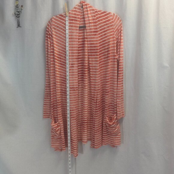 Virginia Taylor Size Small Red and White Striped Open Cardigan - Picture 3 of 14